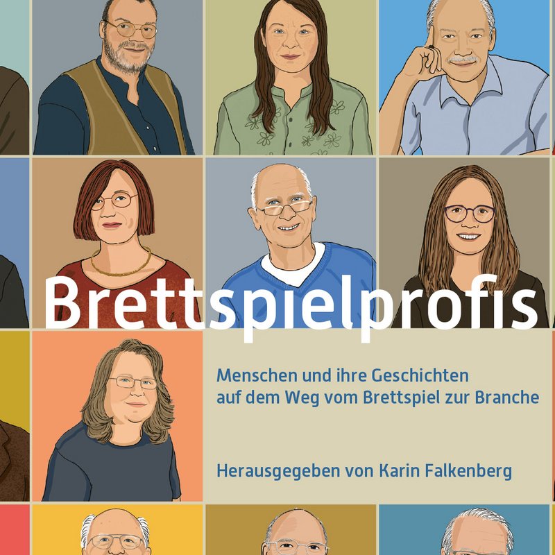 Illustrationen verschiedener Menschen und der Schriftzug Brettspielprofis.