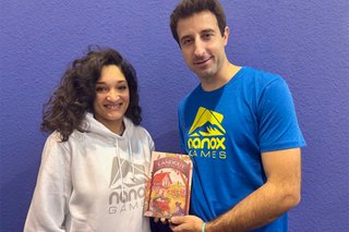 Sofia and Tino Jokic, owners of Nanox Games from Austria, present the game Landgut.