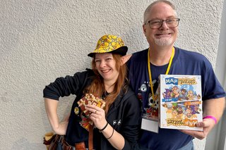 Yaseline, Demonstrator, and Ian S. Bach, Designer of Map Masters at Captain Games from Belgium, present the game