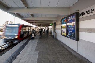 Underground train at Messe station - direct connection to Exhibition Center Nuremberg